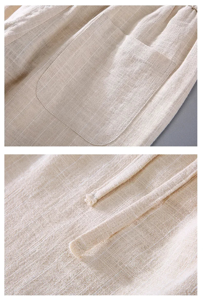 Pantalones de Lino y Algodón Transpirables  Estilo Casual
