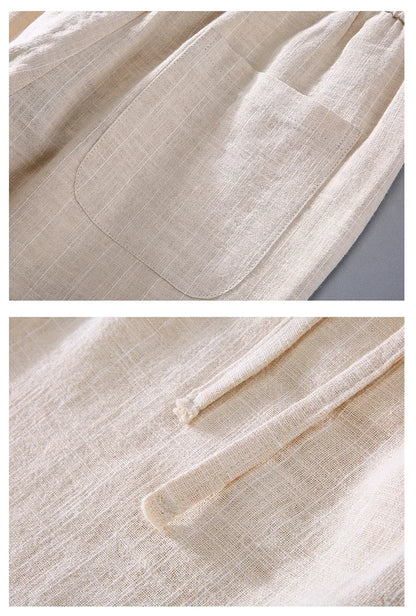 Pantalones de Lino y Algodón Transpirables  Estilo Casual