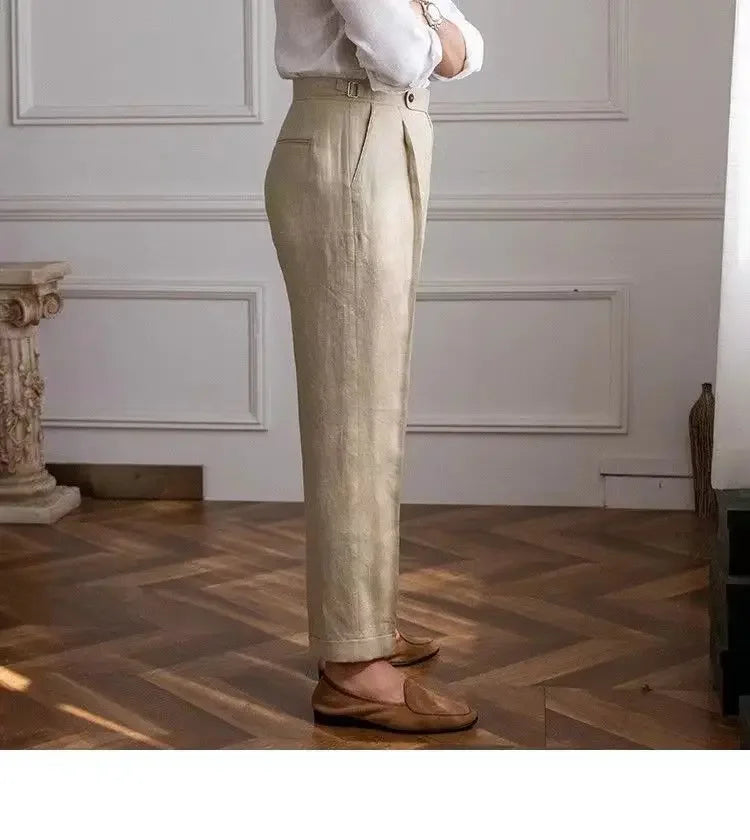 Pantalones italianos de Nápoles 100% de lino