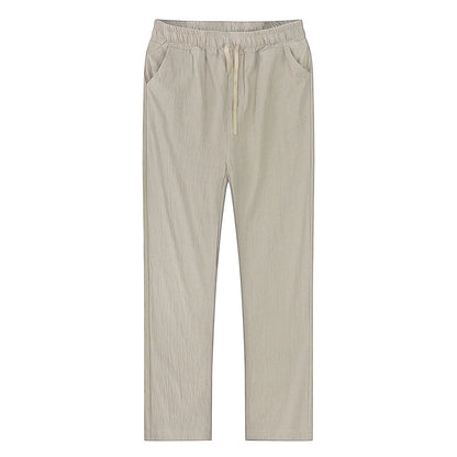 Pantalones de lino y algodón color solido