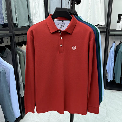 Polo de manga larga de algodón de seda