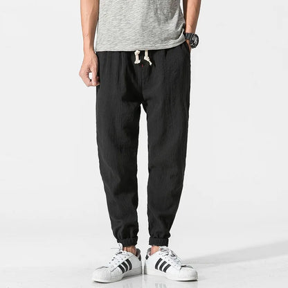 Pantalones Harem de Lino Casuales de Algodón