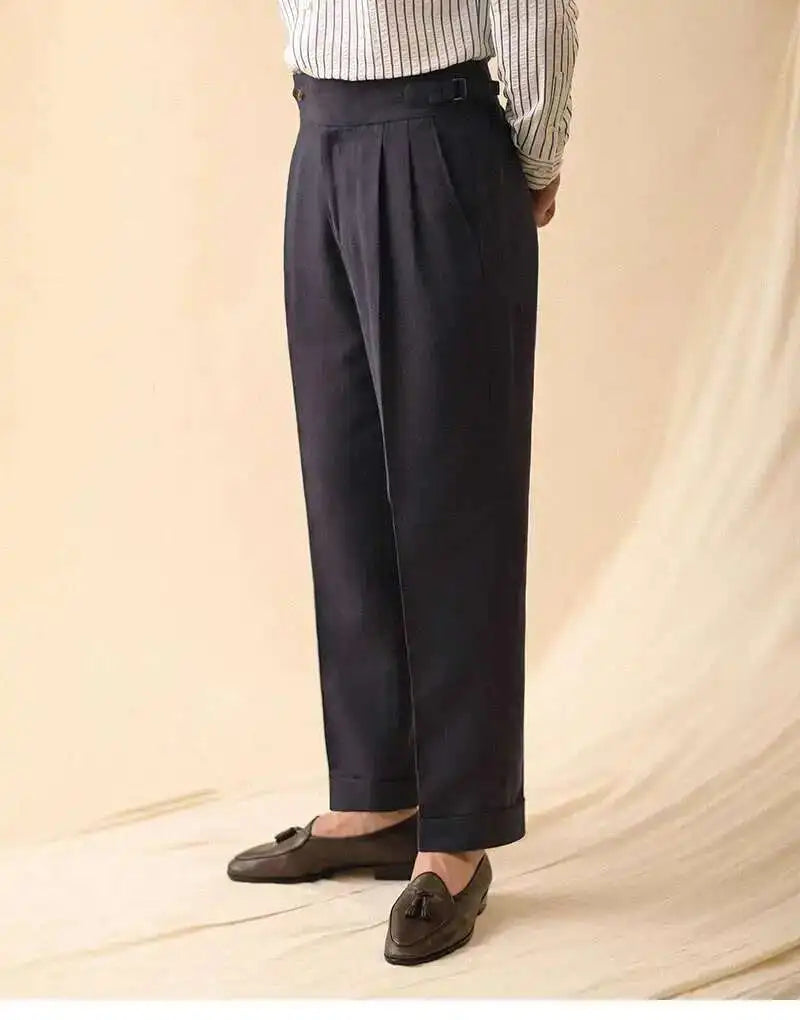 Pantalón de negocios con hebilla de París, drapeado