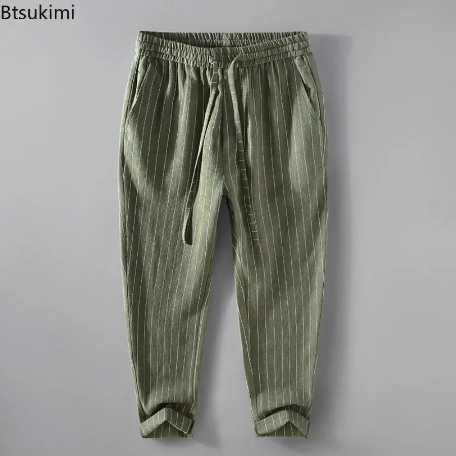 Pantalones de Lino y Algodón Transpirables  Estilo Casual