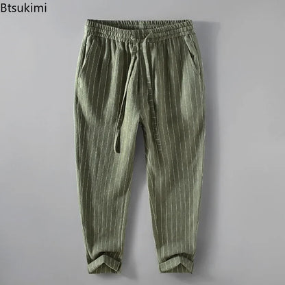 Pantalones de Lino y Algodón Transpirables  Estilo Casual