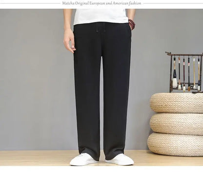 Pantalones de Lino para  Corte Recto, Cintura Elástica