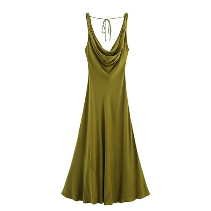 vestido con volantes Casual ajustado sin mangas Midi