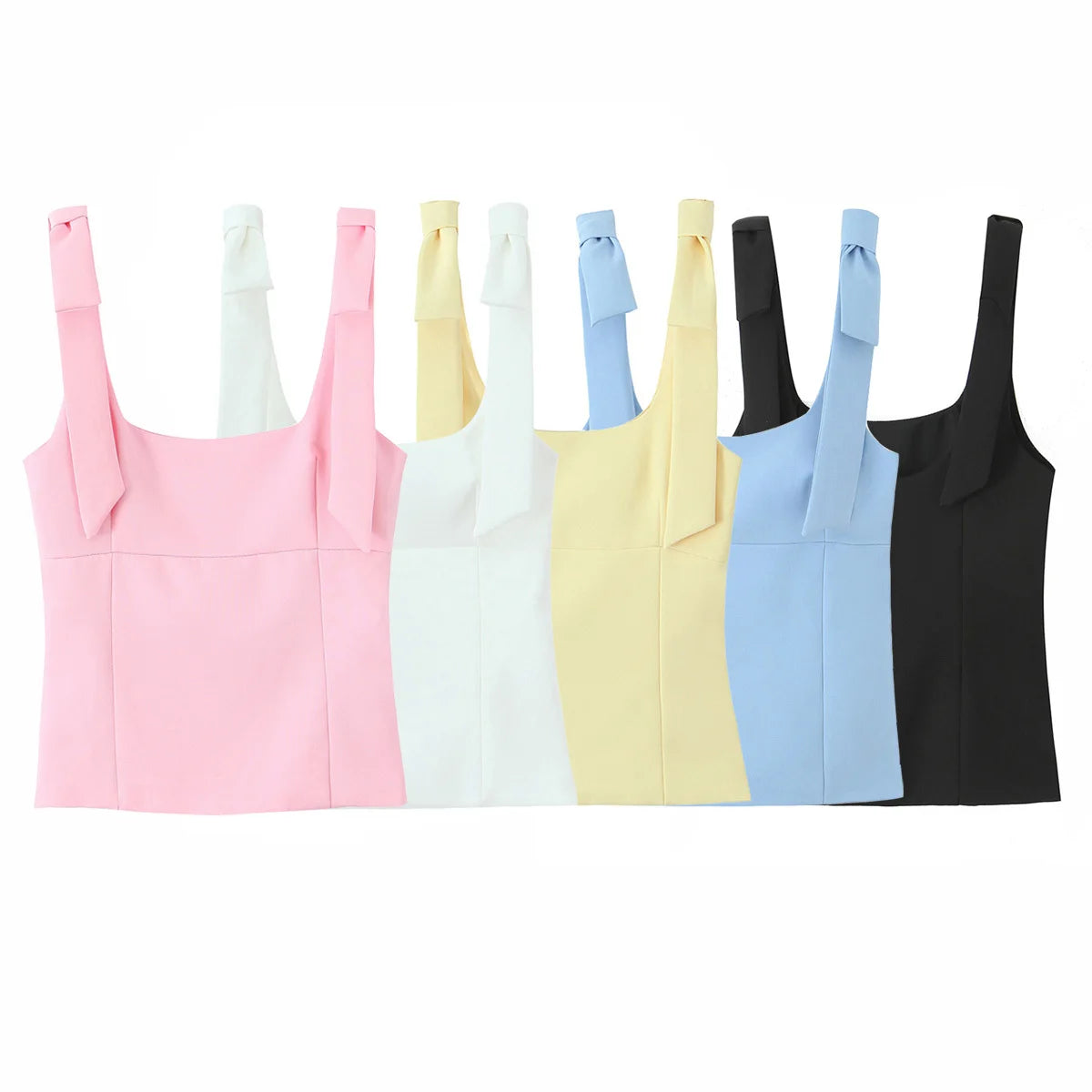 Tops verano Sexy sin mangas arco cuello cuadrado