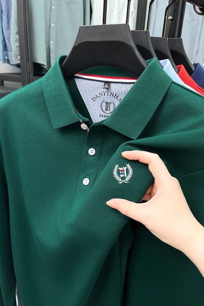 Polo de manga larga de algodón de seda
