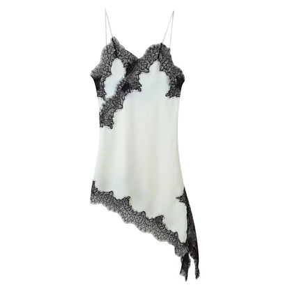 Vestido camisola con paneles de encaje