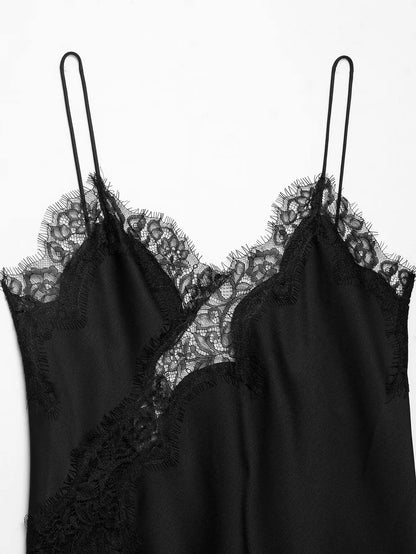Lace-paneled camisole tops