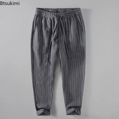 Pantalones de Lino y Algodón Transpirables  Estilo Casual