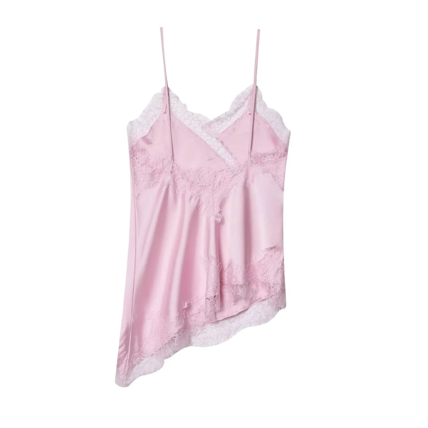 Lace-paneled camisole tops