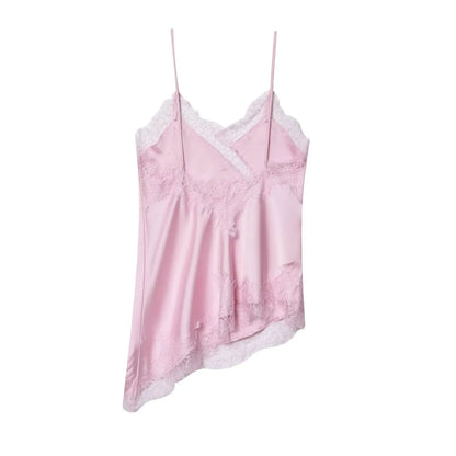 Lace-paneled camisole tops