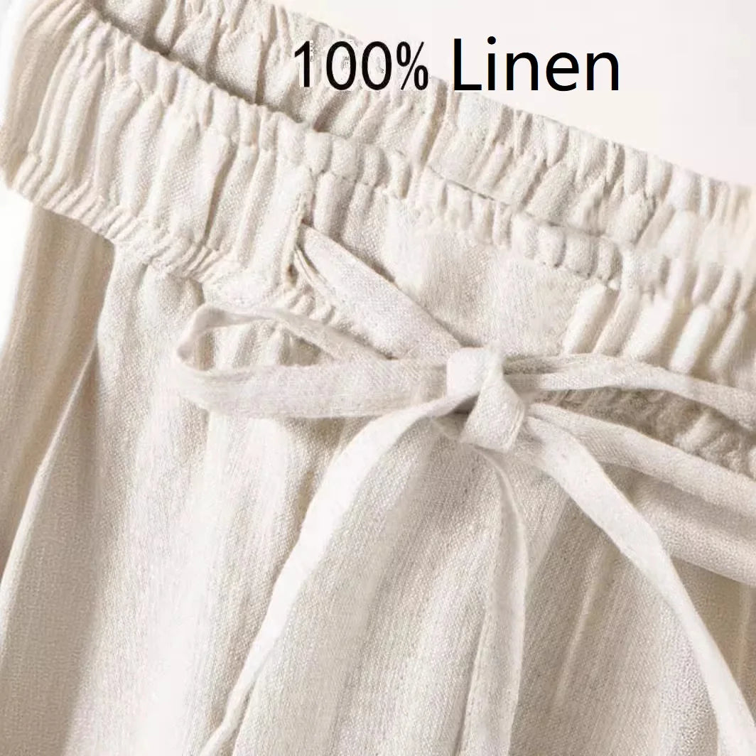 Pantalones casuales de lino  hasta el tobillo
