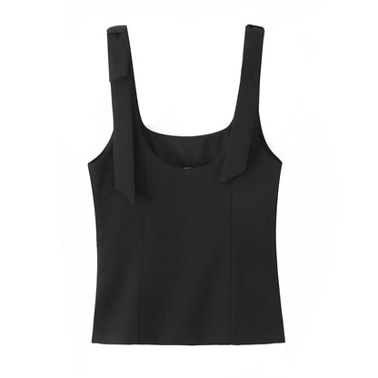 Tops verano Sexy sin mangas arco cuello cuadrado
