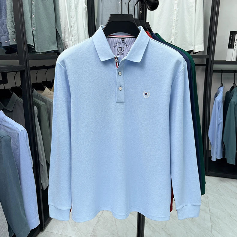 Polo de manga larga de algodón de seda