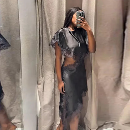 Vestido Sexy de retazos de encaje
