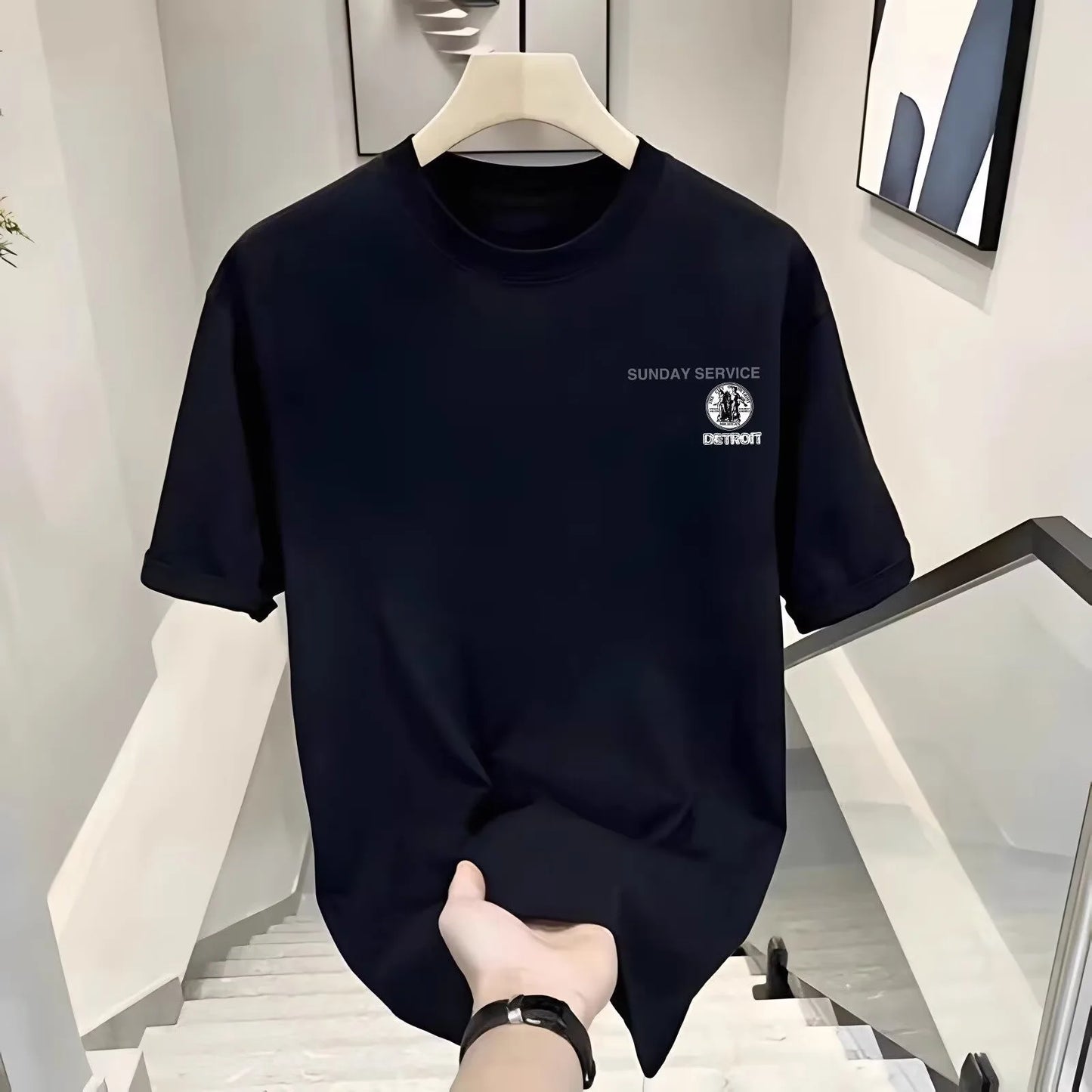 Camiseta Estampada de Estilo Americano 100% Algodón Puro