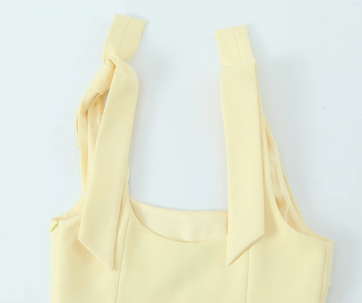 Women's Summer Sexy Sleeveless Bow Square Neck Tops
