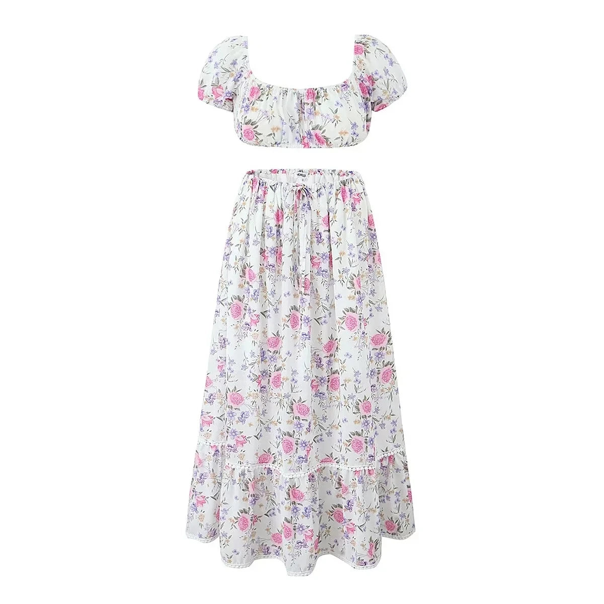 Conjunto de falda de encaje, vestido de verano para mujer, vacaciones en la playa, conjunto Sexy de algodón a juego, trajes de primavera blanco, 2 uds., conjunto femenino 2025