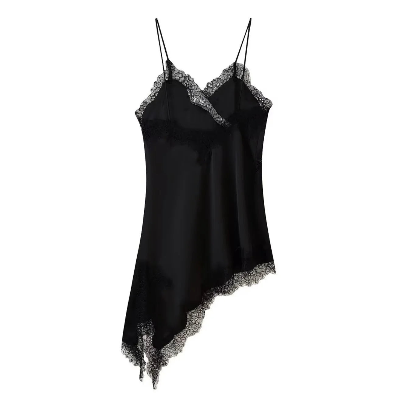 Vestido camisola con paneles de encaje