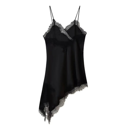 Vestido camisola con paneles de encaje