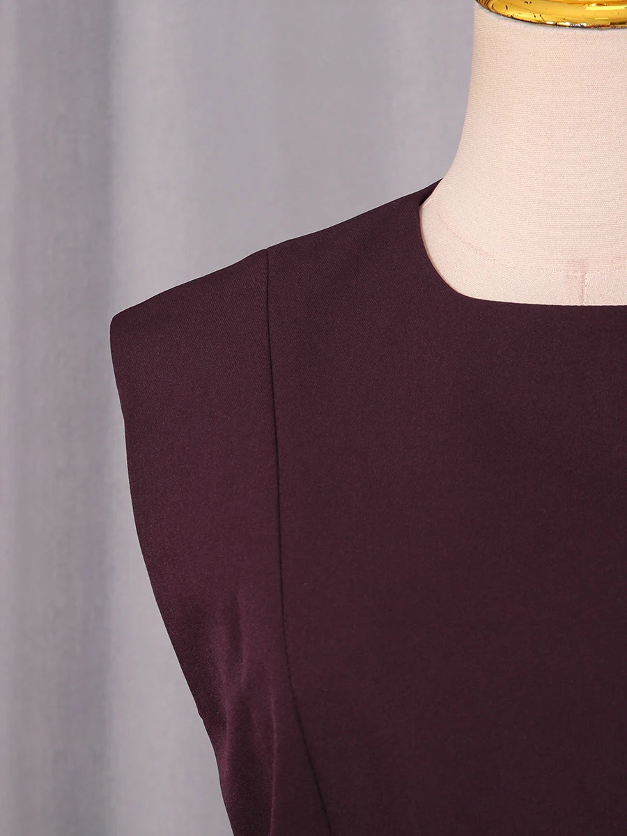 blusa elegante de cintura alta sin mangas con cuello redondo