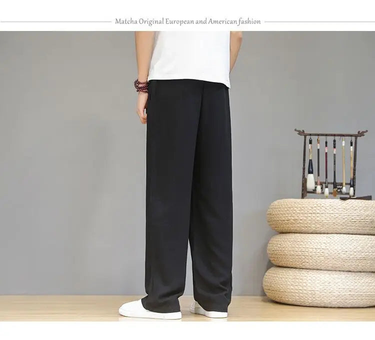 Pantalones de Lino para  Corte Recto, Cintura Elástica