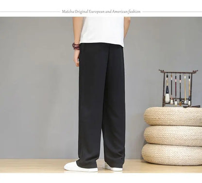 Pantalones de Lino para  Corte Recto, Cintura Elástica
