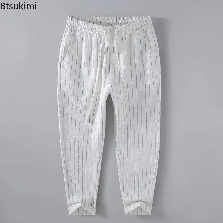 Pantalones de Lino y Algodón Transpirables  Estilo Casual