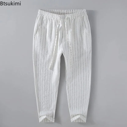 Pantalones de Lino y Algodón Transpirables  Estilo Casual