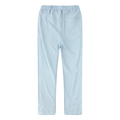Pantalones de lino y algodón color solido