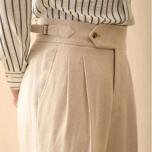 Pantalón de negocios con hebilla de París, drapeado