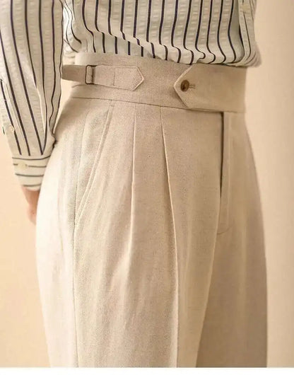 Pantalón de negocios con hebilla de París, drapeado
