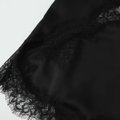 Tops mujeres encaje Trim volantes dobladillo asimétrico