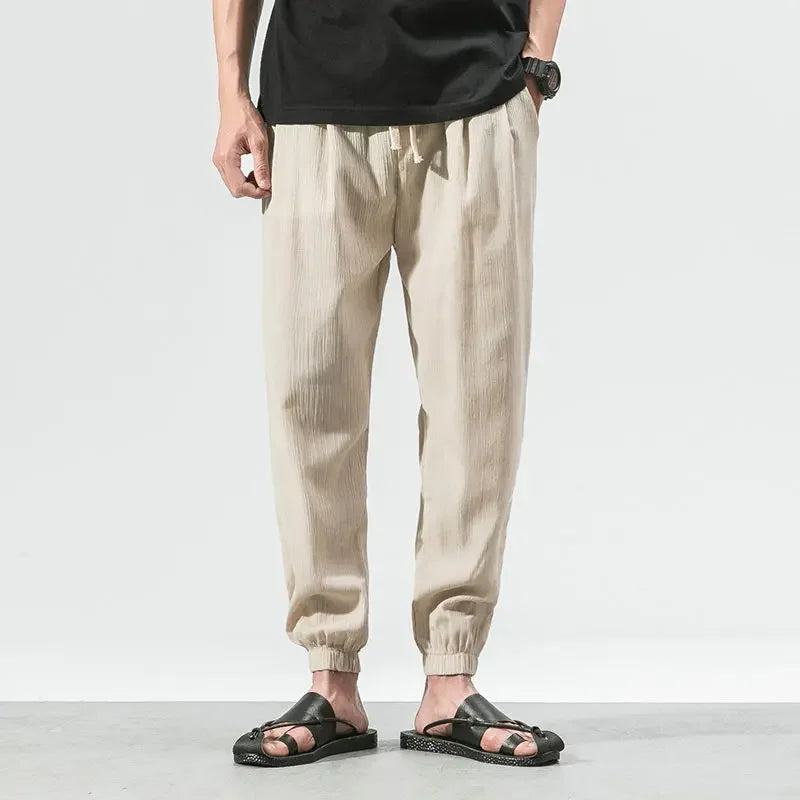 Pantalones Harem informales de lino y algodón