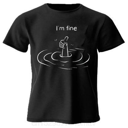 Camiseta con estampado T'm Fine, camisetas de verano 100% algodón