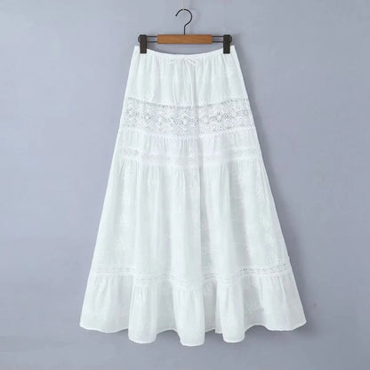 Conjunto de falda de encaje, vestido de verano para mujer, vacaciones en la playa, conjunto Sexy de algodón a juego, trajes de primavera blanco, 2 uds., conjunto femenino 2025
