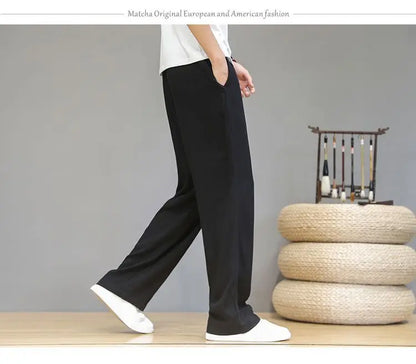 Pantalones de Lino para  Corte Recto, Cintura Elástica