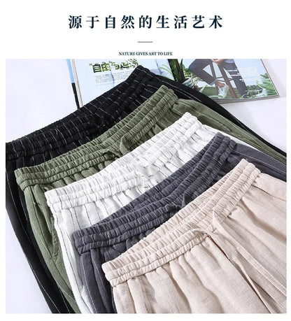 Pantalones de Lino y Algodón Transpirables  Estilo Casual