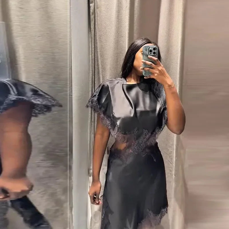 Vestido Sexy de retazos de encaje