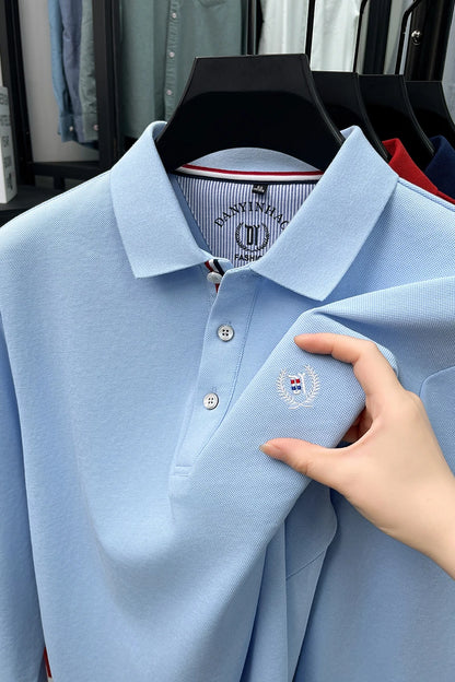 Polo de manga larga de algodón de seda