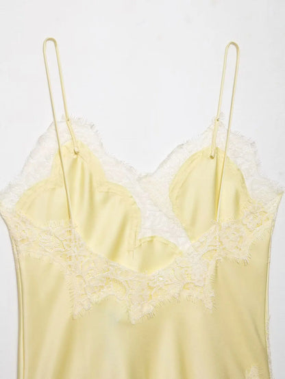 Lace-paneled camisole tops
