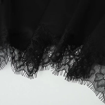 Tops mujeres encaje Trim volantes dobladillo asimétrico
