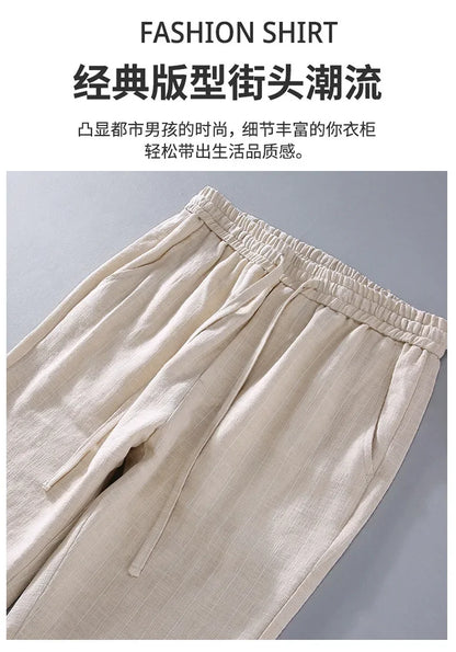 Pantalones de Lino y Algodón Transpirables  Estilo Casual