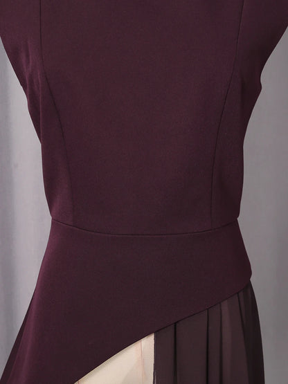 blusa elegante de cintura alta sin mangas con cuello redondo