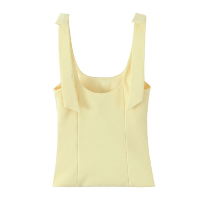 Tops verano Sexy sin mangas arco cuello cuadrado