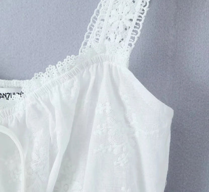 Conjunto de falda de encaje, vestido de verano para mujer, vacaciones en la playa, conjunto Sexy de algodón a juego, trajes de primavera blanco, 2 uds., conjunto femenino 2025
