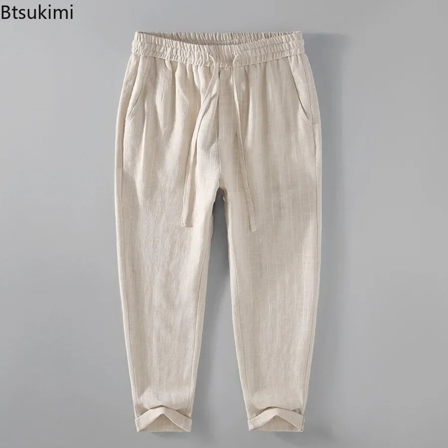 Pantalones de Lino y Algodón Transpirables  Estilo Casual